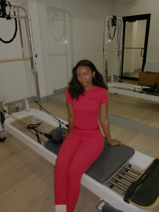 Rib Lounge Short Sleeve - Scarlet