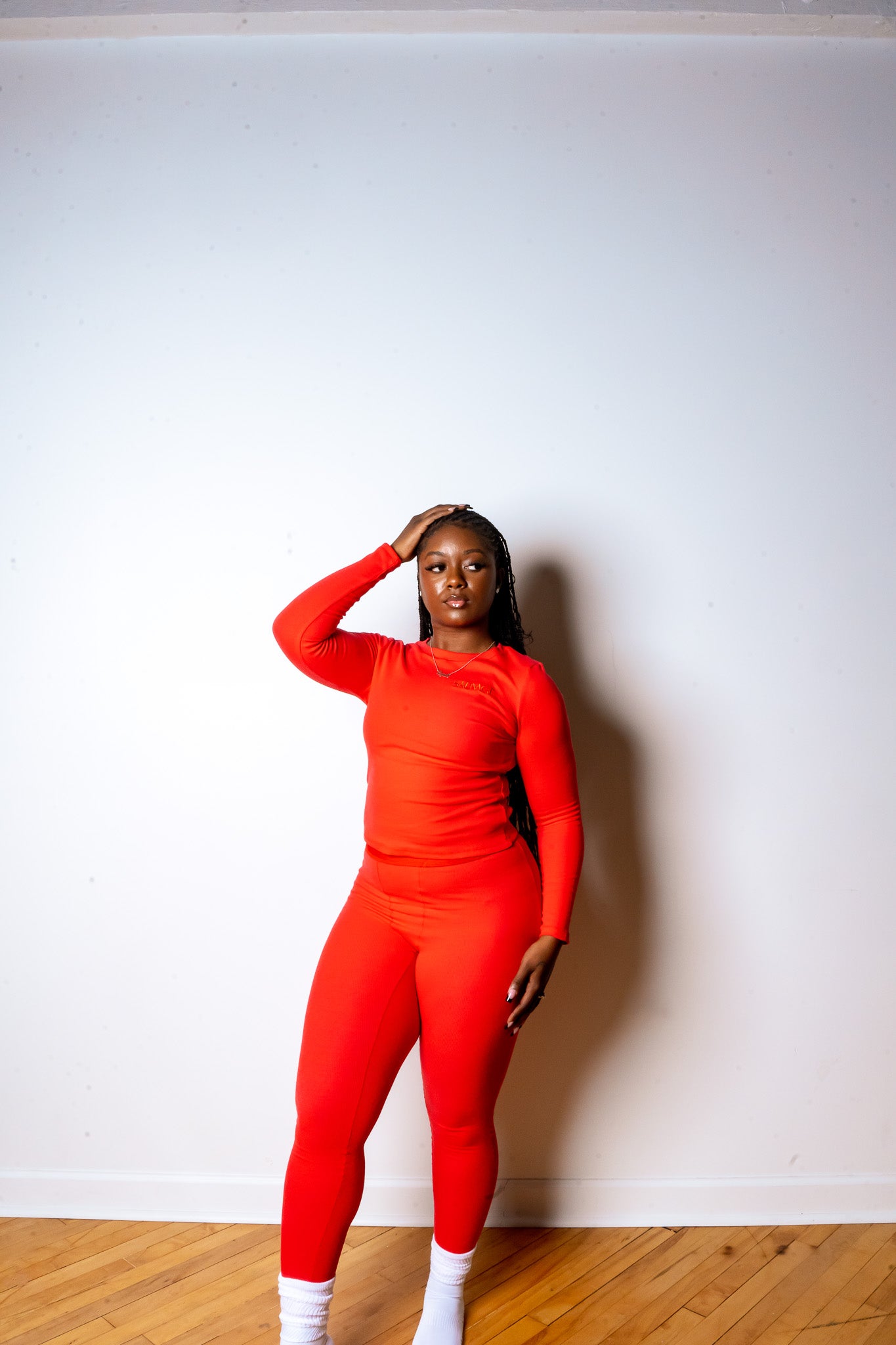 Rib Lounge Leggings - Scarlet