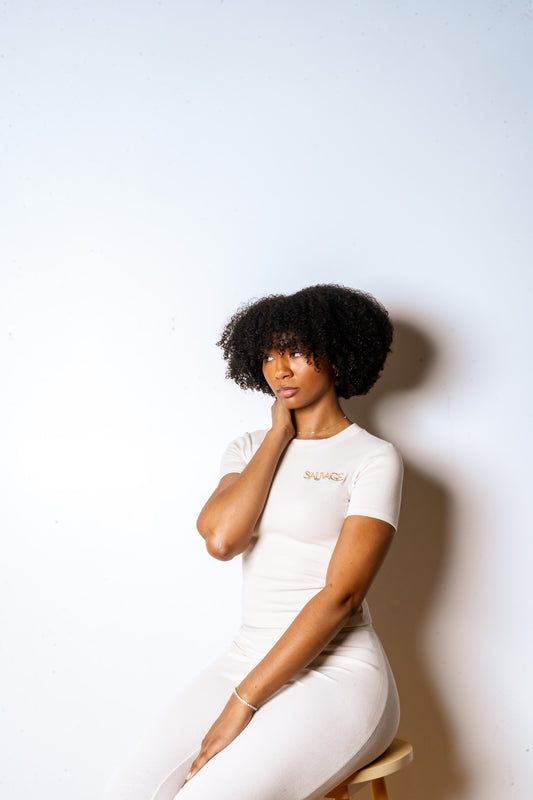 Rib Lounge Short Sleeve - Cream