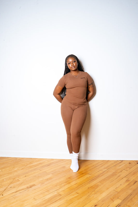 Rib Lounge Leggings - Chocolate
