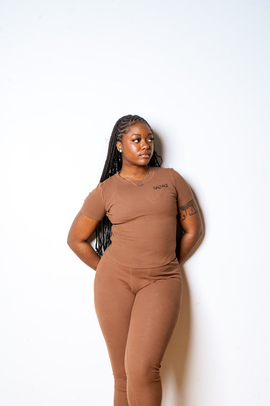 Rib Lounge Short Sleeve - Chocolate