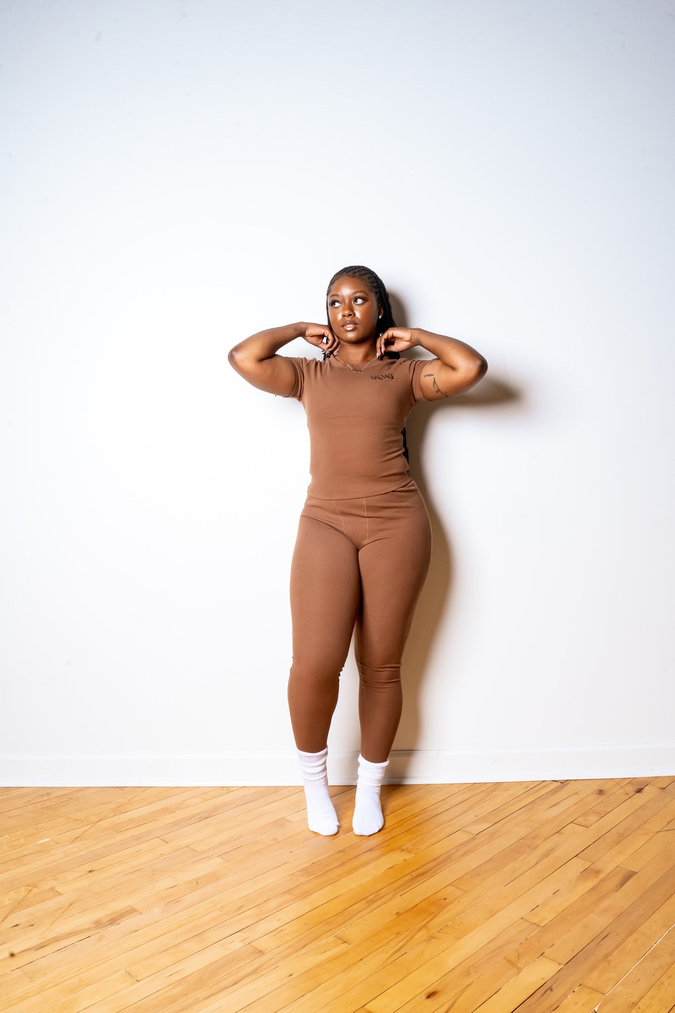 Rib Lounge Leggings - Chocolate