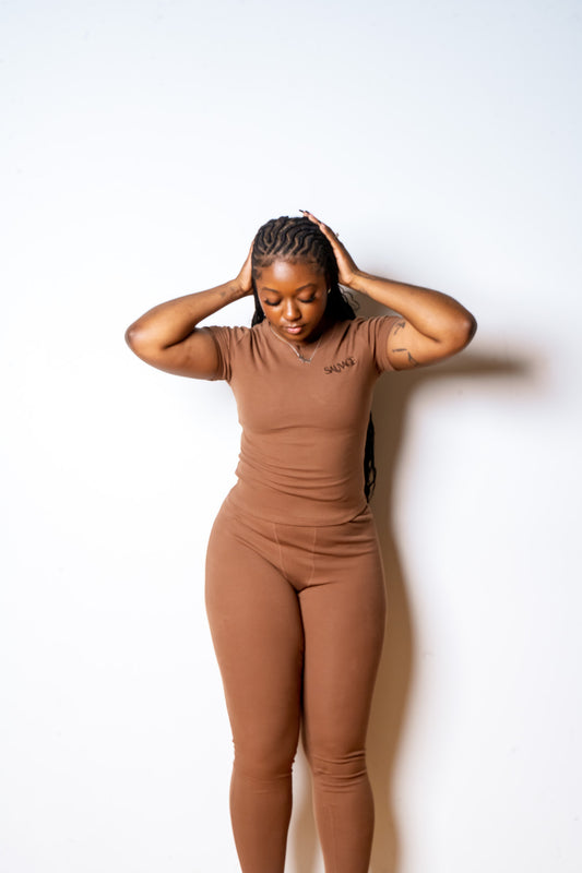 Rib Lounge Short Sleeve - Chocolate