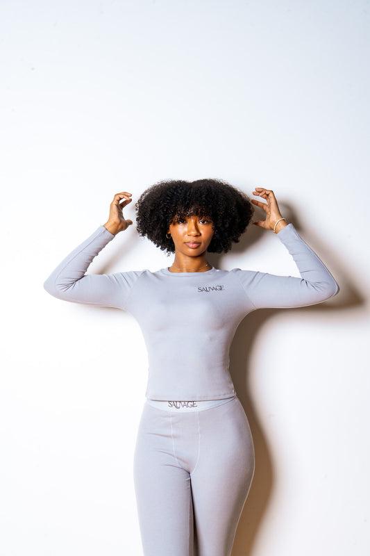 Rib Lounge Long Sleeve - Slate